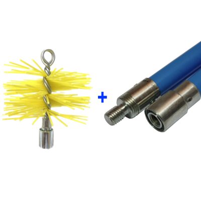 Veegset blokkeersysteem 6 meter met nylonborstel - BLAUW