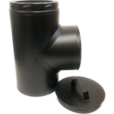 Twist Lock 150|200 T-stuk met dop met klemband - zwart